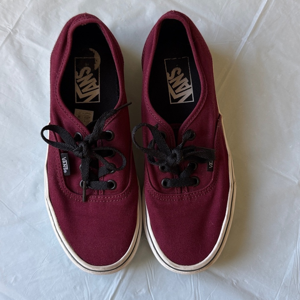 Vans Maroon Canvas Shoes with Black Laces
